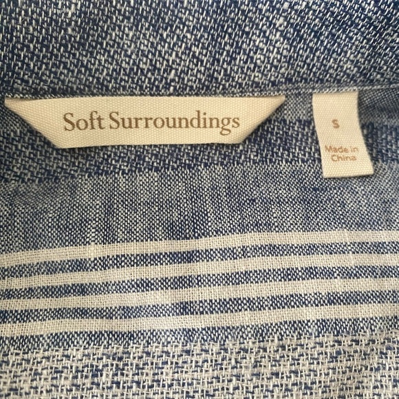 Soft Surroundings Women’s Linen Blend Tunic Top Size Small Blue Button Down - Picture 4 of 6